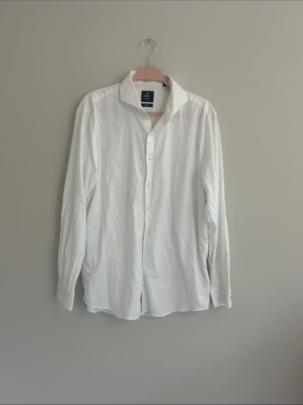 Johnnie-O White Button Down Dress Shirt Men's Size L Long Sleeve Preppy